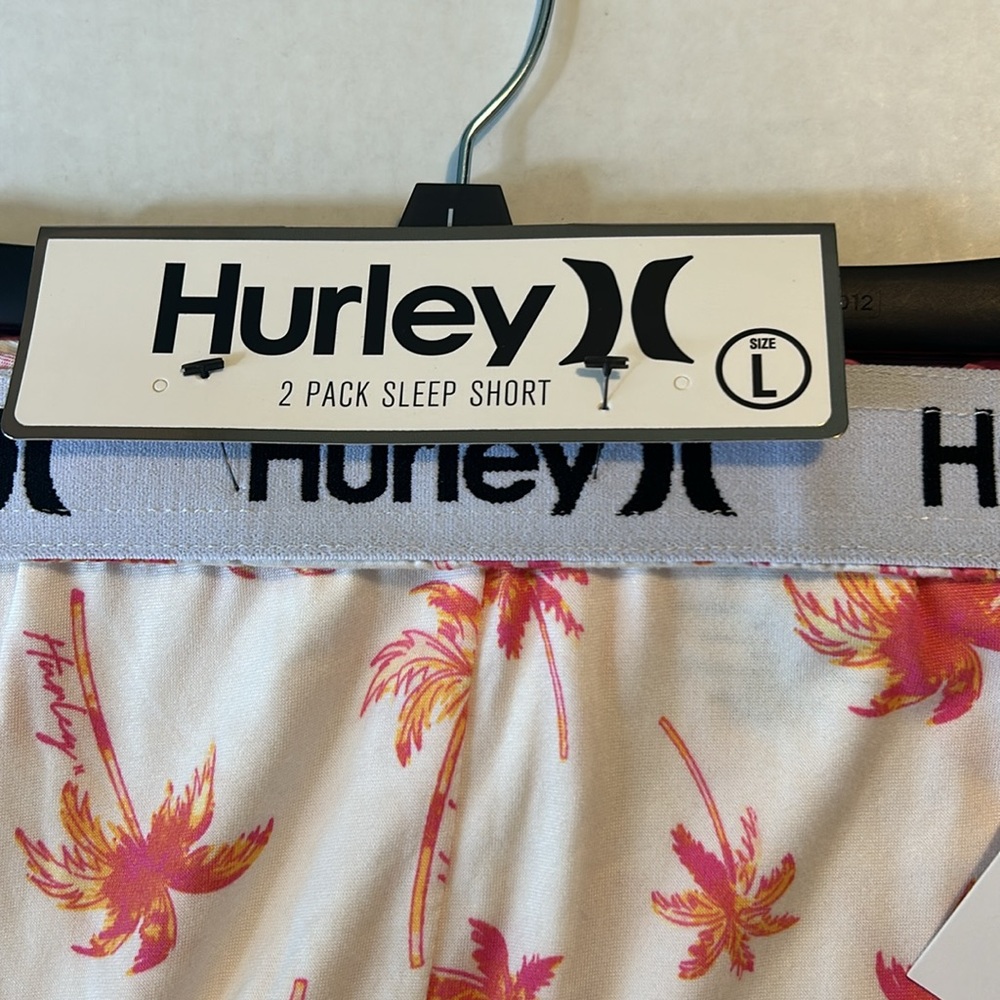 Hurley Large Sleep Shorts 2-pack Tie Dye Palms & Sachet logo banded waist NWT